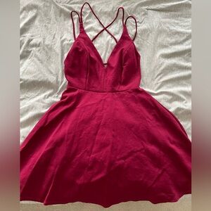 Believe in Love Wine Red Backless Skater Dress